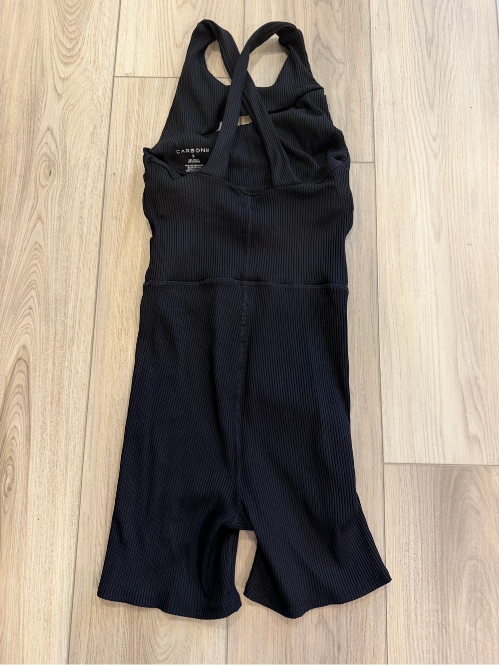 Black Ribbed One-Piece Romper - Picture 2 of 3